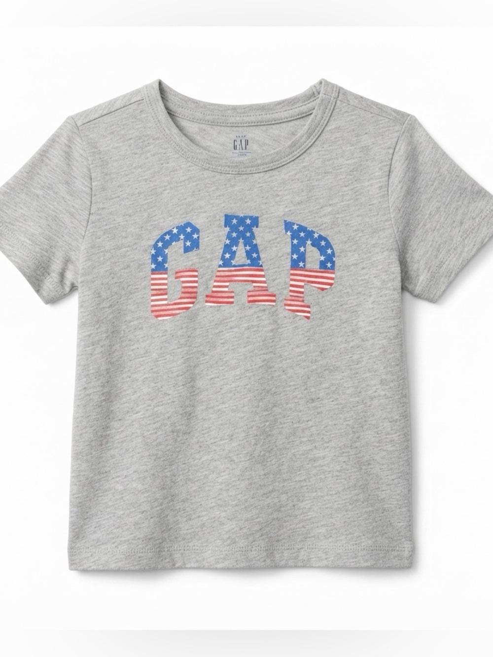 GAP Girls Gray Tee with Blue and Red Stars and Stripes 🇺🇸 Size 3